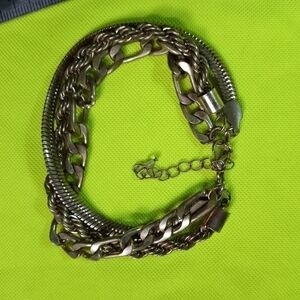 Goldtone triple chain bracelet rope curb snake 🐍